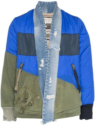 Greg Lauren Panelled Hybrid Jacket - Blue