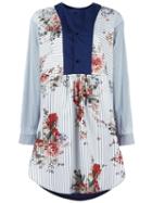 Antonio Marras Contrast-bib Shirt Dress, Women's, Size: 44, Blue, Cotton/polyamide/spandex/elastane