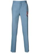 Alexander Mcqueen Embroidered Tailored Trousers - Blue