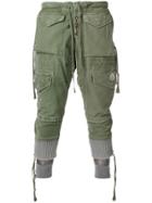 Moncler X Greg Lauren Layered Cropped Cargo Trousers - Green