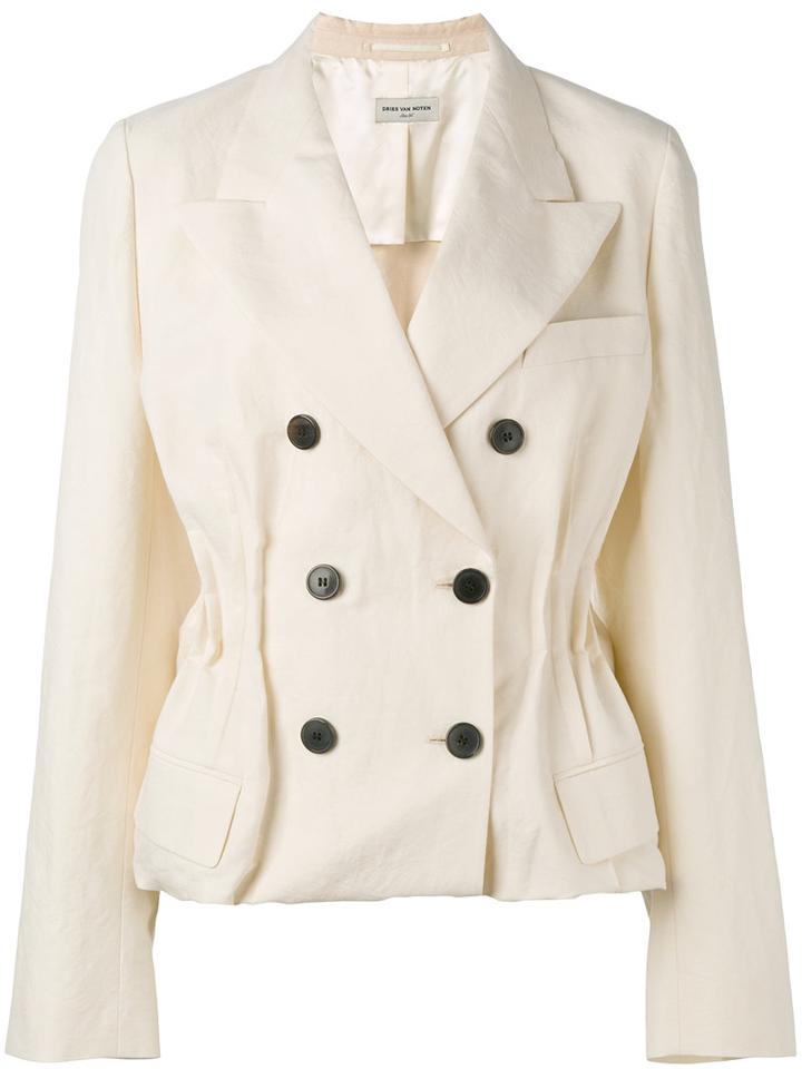 Dries Van Noten Double-breasted Jacket, Women's, Size: 36, White, Cotton/linen/flax
