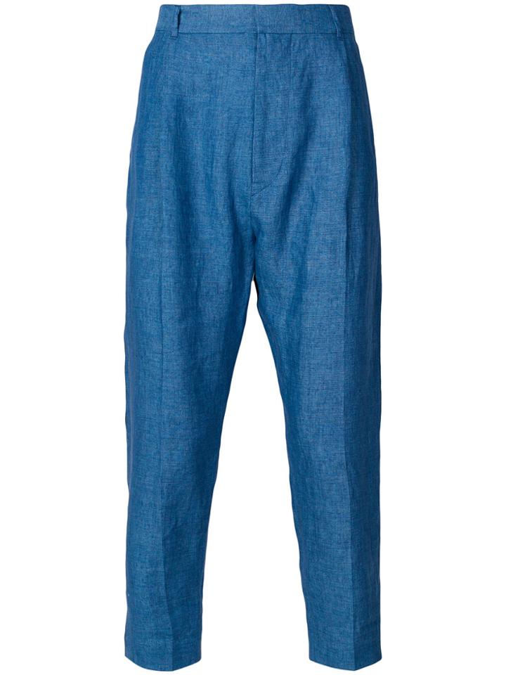 Ann Demeulemeester Grise High Waisted Cropped Trousers - Blue