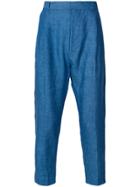 Ann Demeulemeester Grise High Waisted Cropped Trousers - Blue