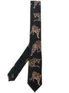 Dolce & Gabbana Martini Leopard Embroidered Tie - Black