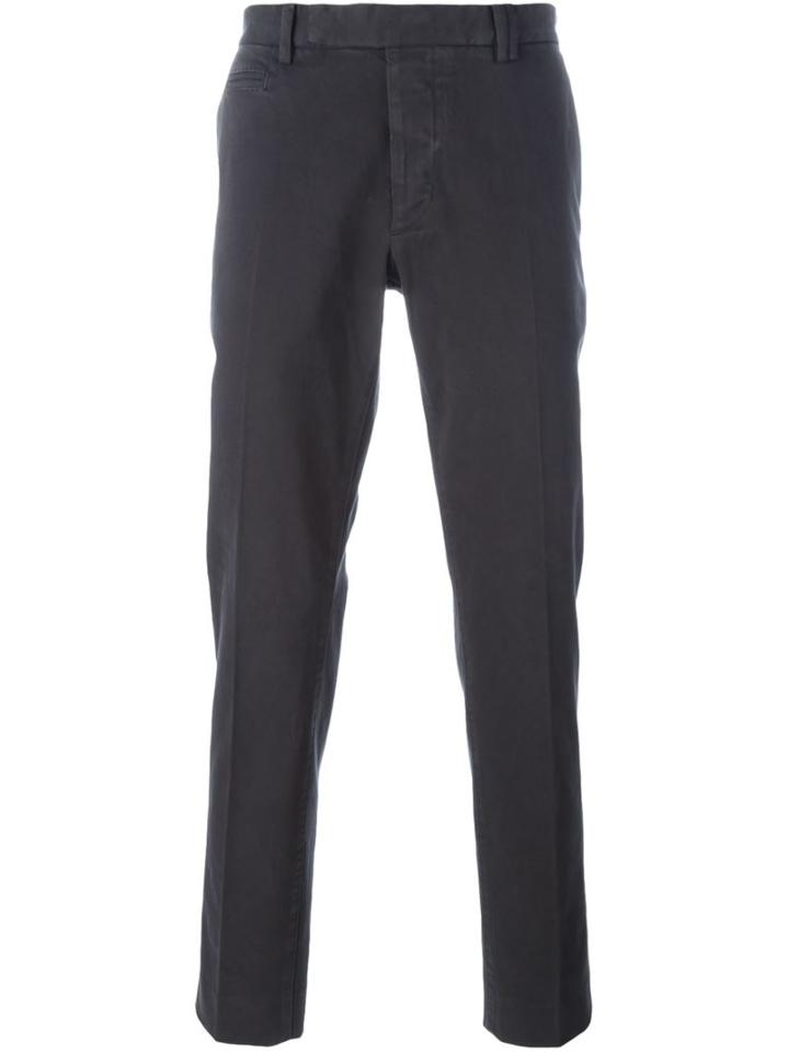 Fendi Classic Chinos, Men's, Size: 52, Grey, Cotton/spandex/elastane/lamb Skin