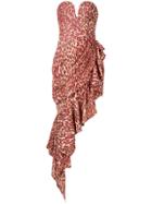 Rasario Leopard-print Asymmetric Dress - Red