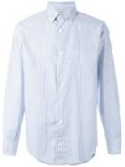 Eleventy Striped Shirt, Men's, Size: 38, Blue, Cotton