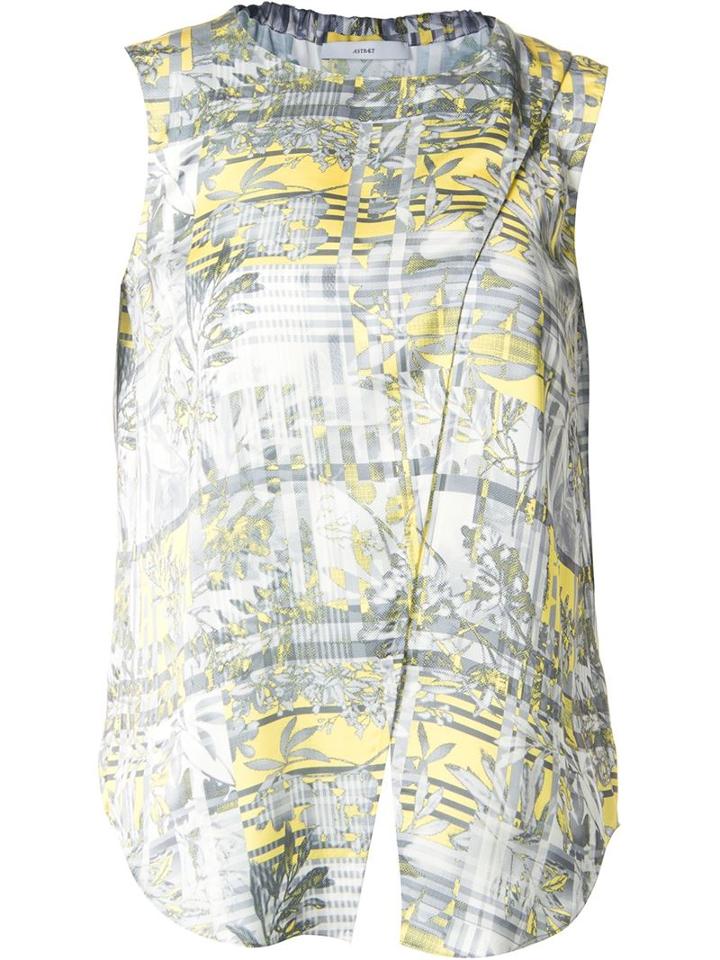 Astraet Floral And Stripe Print Draped Effect Tank Top