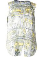 Astraet Floral And Stripe Print Draped Effect Tank Top