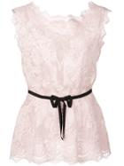Marchesa Sleeveless Belted Top - Pink