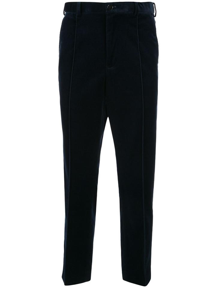 Loveless Textured Cropped Tailored Trousers - Blue