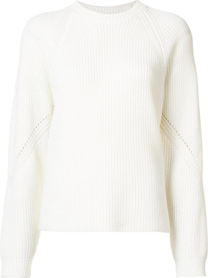 Msgm Ribbed Knit Jumper, Women's, Size: Small, White, Wool