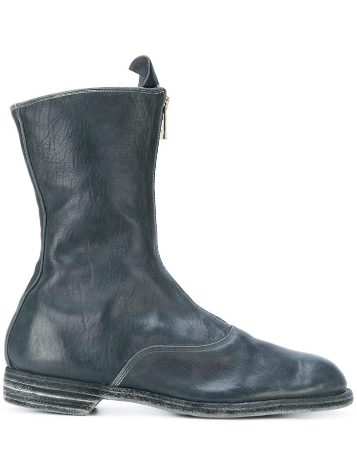 Guidi Zipped Panelled Boots - Grey