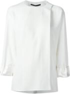Haider Ackermann Foldover Front Blouse, Women's, Size: 40, White, Silk/cotton/rayon/virgin Wool
