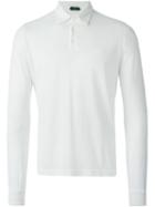 Zanone Long Sleeve Polo Shirt, Men's, Size: 52, White, Cotton