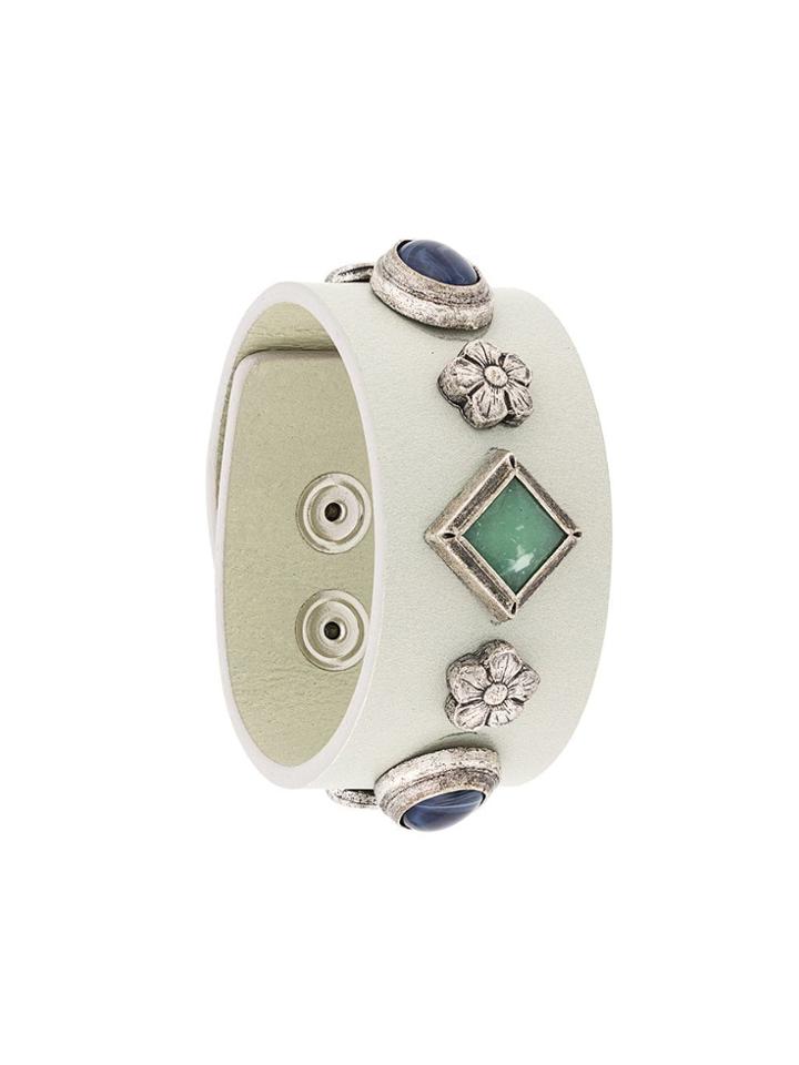 Isabel Marant Embellished Leather Cuff - White