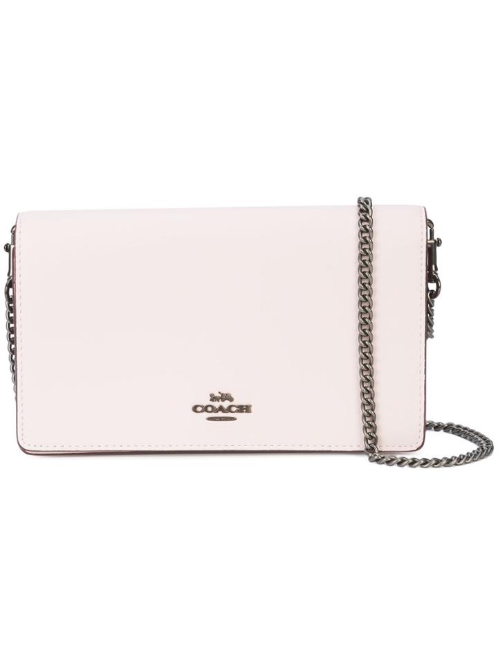 Coach Foldover Top Chain Clutch - Pink & Purple