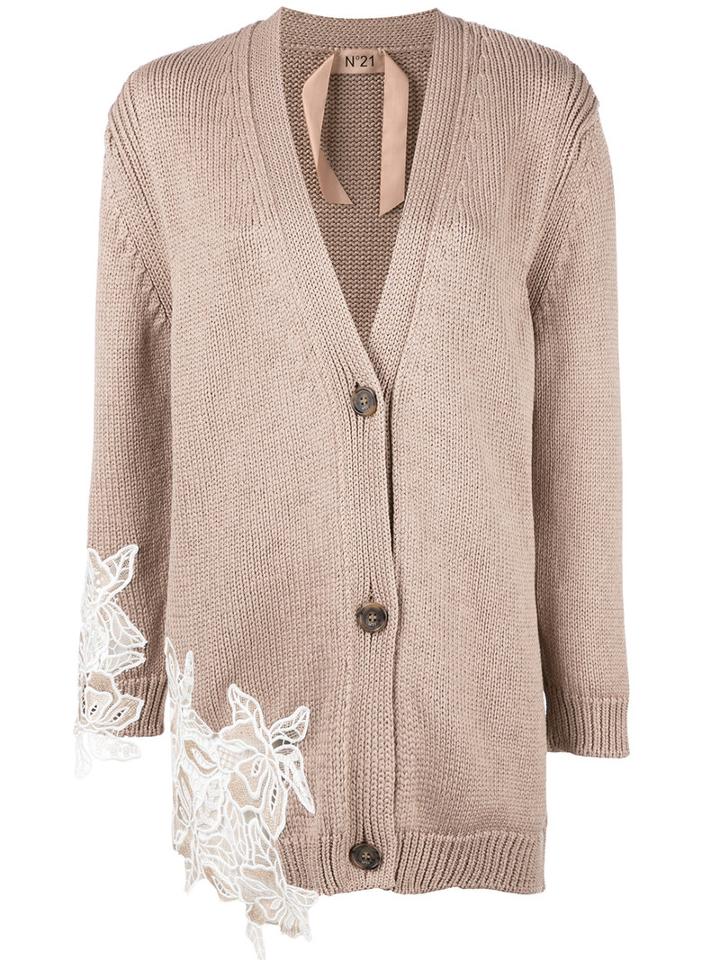 No21 Knitted Cardigan, Women's, Size: 40, Nude/neutrals, Cotton/polyester