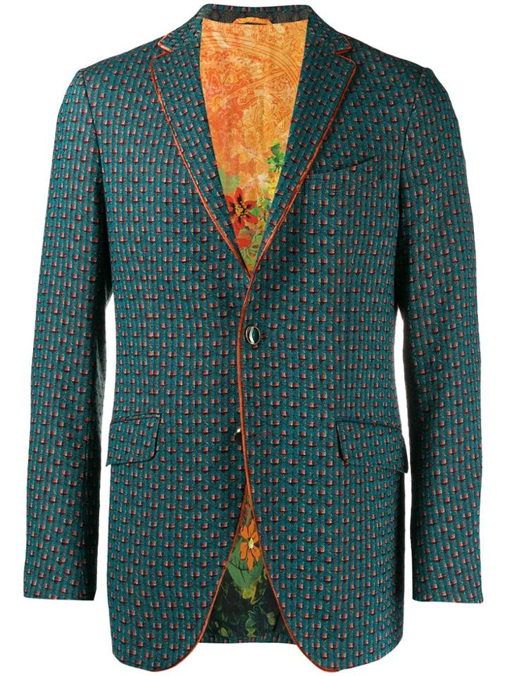 Etro Embroidered Single Breasted Blazer - Green