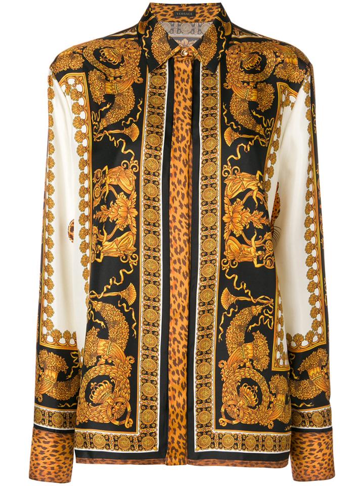 Versace Leopard Print Shirt - Yellow & Orange