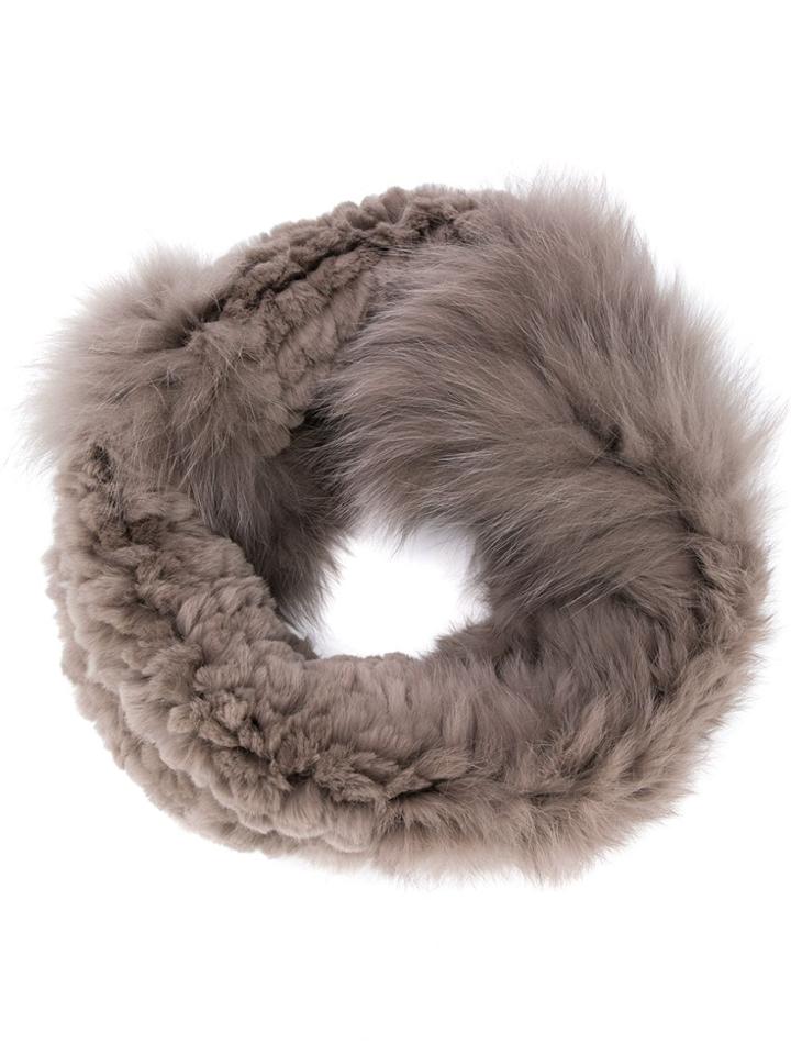 Yves Salomon Fur-trimmed Snood - Grey