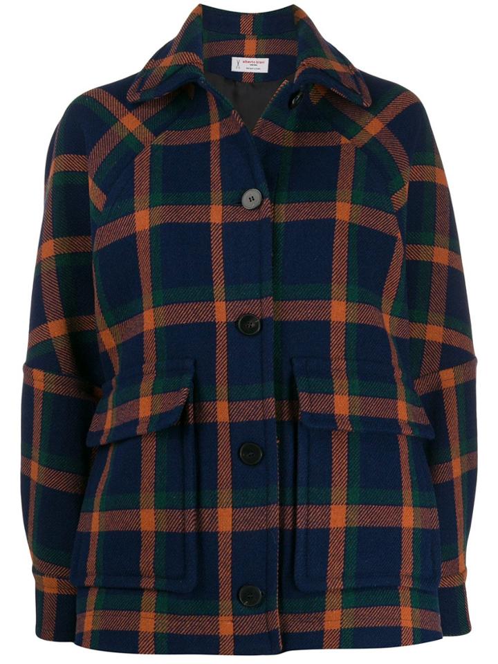 Alberto Biani Plaid Short Jacket - Blue