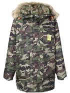 Brumal Camouflage Print Hooded Coat - Green