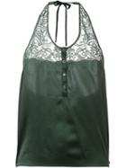 Faith Connexion Satin Lace Top, Women's, Size: Small, Green, Silk/cotton/polyamide