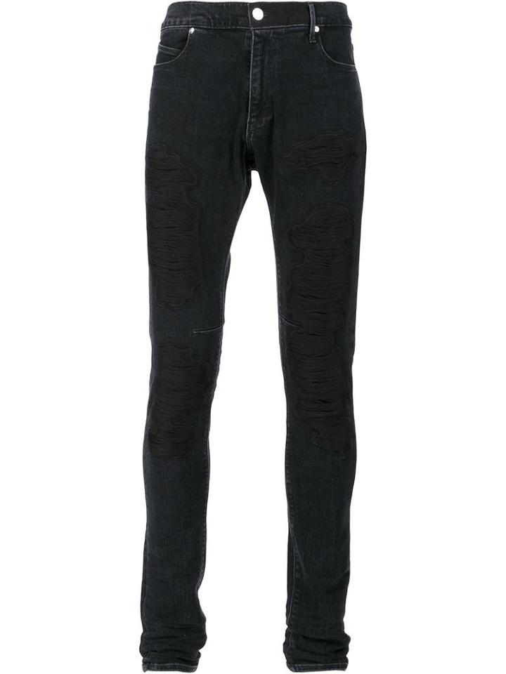 Rta Embroidered Skinny Jeans, Men's, Size: 33, Black, Cotton/polyurethane