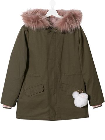 Yves Salomon Enfant Pompom Jacket - Green