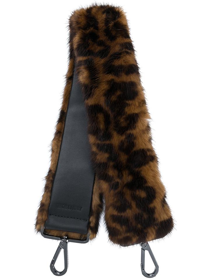 Max Mara Leopard Print Fur Shoulder Strap - Brown