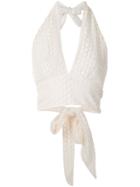 Olympiah Lamier Lace Cropped Top - White