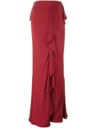Alexander Mcqueen Ruffled Maxi Skirt, Women's, Size: 38, Red, Silk
