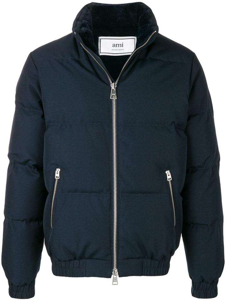 Ami Alexandre Mattiussi Fleece Lined Down Jacket - Blue