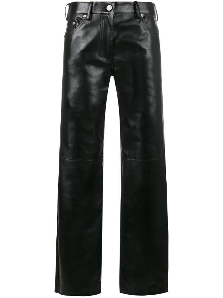 Calvin Klein 205w39nyc Straight High Waist Leather Trousers - Black