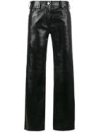Calvin Klein 205w39nyc Straight High Waist Leather Trousers - Black