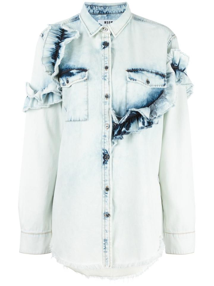 Msgm Three-quarters Ruffled Shirt - Blue