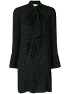 Michael Michael Kors Polka Dot-print Tie-front Shirt Dress - Black