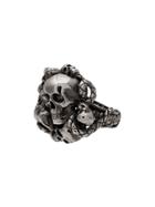 Alexander Mcqueen Silver Chunky Skull Snake Band Ring - Metallic