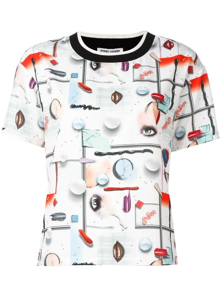 Opening Ceremony Multiple Prints T-shirt, Women's, Size: 2, White, Polyester