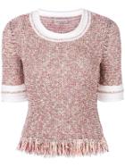 Sonia Rykiel Fringed Tweed Sweater - Pink