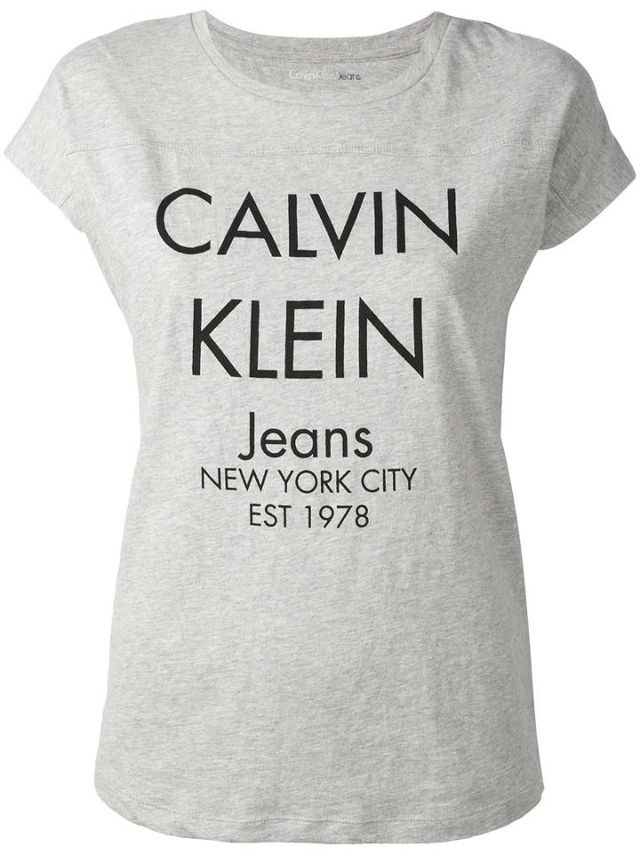 Calvin Klein Jeans - Logo Print T-shirt - Women - Cotton - M, Grey, Cotton
