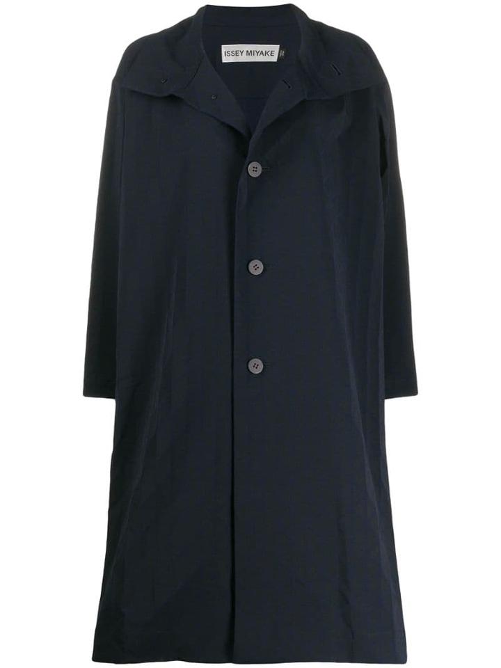 Issey Miyake Flared Single-breasted Coat - Blue