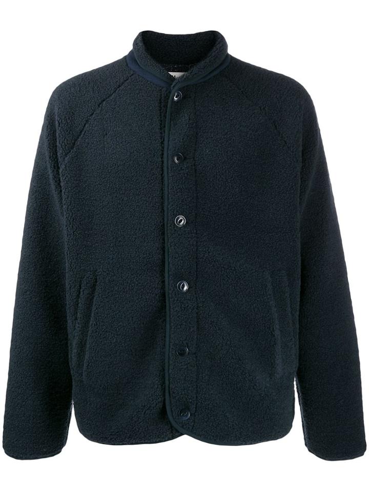 Ymc Button Shearling Cardigan - Blue