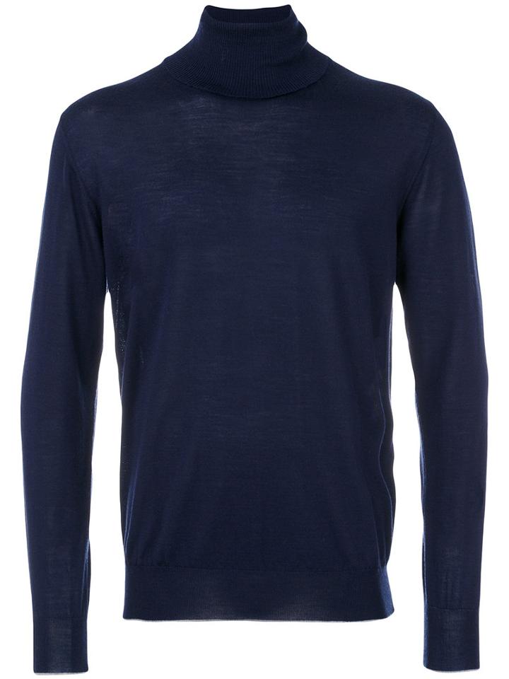 Eleventy - Roll Neck Sweatshirt - Men - Silk/merino - M, Blue, Silk/merino