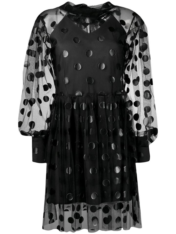 Msgm Polka-dot Tulle Dress - Black