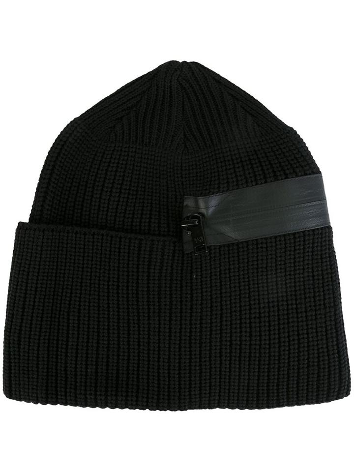 Y-3 Ribbed Zipped Beanie, Men's, Black, Wool