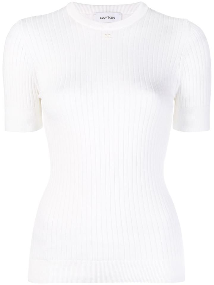 Courrèges Rib Knit Fitted Top - White