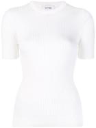 Courrèges Rib Knit Fitted Top - White