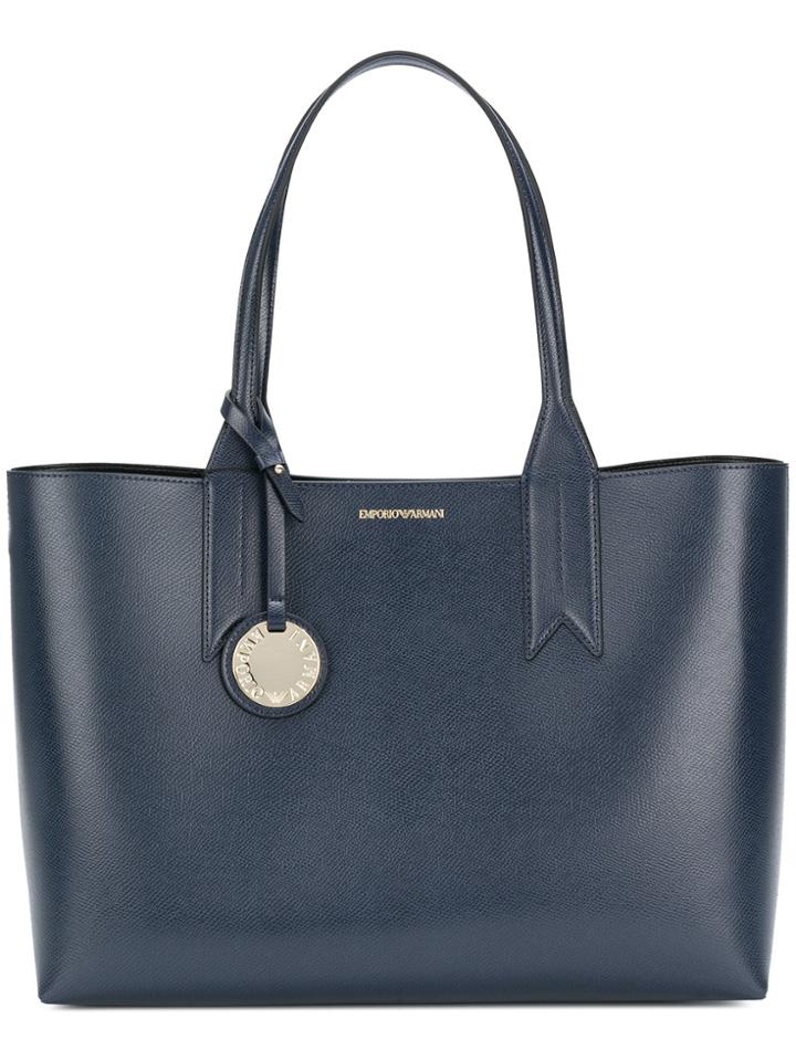 Emporio Armani Large Charm-detail Tote - Blue